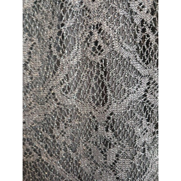 JACKIE JON NEW YORK SILVER LACE FRINGE LINED SHEER  PARTY DRESS W SZ 12 - Picture 5 of 16
